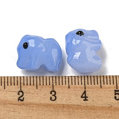 手作りの透明ガラスビーズ  手描きのビーズ  エナメル  象  ドジャーブルー  11x9.5x14.5mm  穴：1.2~1.4mm&nbsp;GLAA-N0028-01E