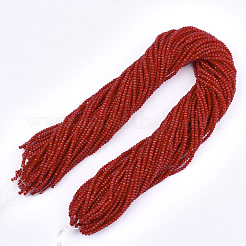 オペークソリッドカラーガラスビーズ連売り  多面カット  ロンデル  レッド  3x2mm  穴：0.5mm  約135~140個/連  32~34cm&nbsp;GLAA-S178-14B-02