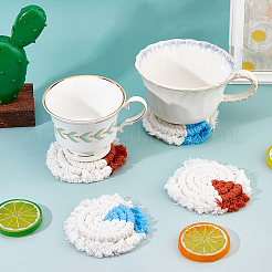 4Pcs 2 Colors Handmade Macrame Cotton Coasters&nbsp;AJEW-FH0006-79