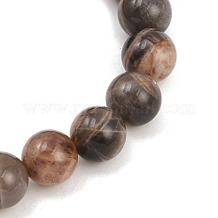 天然ブラックムーンストーンラウンドビーズストレッチブレスレット（男女兼用）  内径：2-1/8インチ（5.5cm）&nbsp;BJEW-JB12396