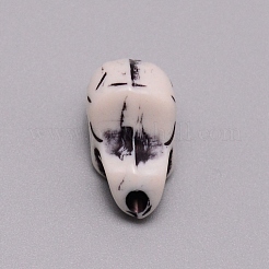 不透明なアクリルビーズ  ハロウィン用  スカル  ホワイトスモーク  21.5x11.5x12mm  穴：2.5mm&nbsp;SACR-WH0006-02D