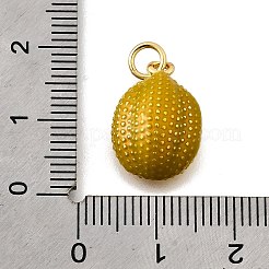 真鍮製エナメルペンダント  丸カン付き  カドミウムフリー＆鉛フリー  18KGP本金メッキ  ドリアン  18x12x7mm  穴：3mm&nbsp;KK-Z104-06G-01