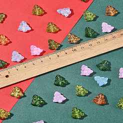 染色・加熱ガラスビーズ40個  金箔  バブル効果  クリスマスツリー  ミックスカラー  16x15x5.5mm  穴：0.8mm&nbsp;GLAA-FS0001-88A