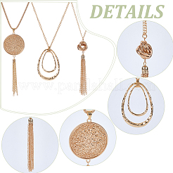 3Pcs 3 Styles Alloy Teardrop Disc Knot Pendant Long Necklace Sets&nbsp;NJEW-WH20050-01KCG