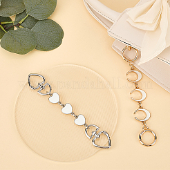 2Pcs 2 Styles Alloy White Enamel Moon & Heart Link Chain Bag Straps&nbsp;FIND-GF0007-94