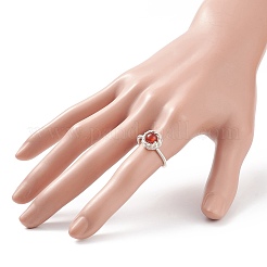 天然カーネリアン ラウンド フィンガー リング  女性のためのシルバー銅線ラップジュエリー  usサイズ8 1/2(18.5mm)&nbsp;RJEW-TA00057-02