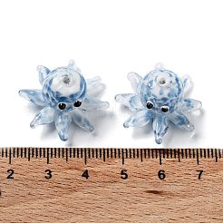 手作りランプワークビーズ  エナメル  タコ  スチールブルー  13.5~15x20.5~24.5x21.5~24.5mm  穴：1.6~2mm&nbsp;LAMP-H065-03D