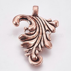 環境に優しい亜鉛合金フッククラスプ  赤銅鉱  26.5x19x2.5mm  穴：1.4mmと3.5mm  27x20x6mm  穴：1.4mm&nbsp;LS-PALLOY-WH0031-03R