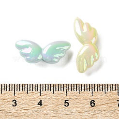 不透明UVメッキアクリルビーズ  虹色の  翼  ミックスカラー  9.5x21.5x6.5mm  穴：1.8mm&nbsp;PACR-D288-19