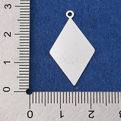 スターリングシルバーのブランクペンダント925個  菱形チャーム  銀  26.5x15x0.5mm  穴：1.4mm&nbsp;STER-F057-02S-02