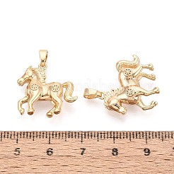 真鍮チャーム  馬のチャーム  18KGP本金メッキ  19.5x19x6.5mm  穴：4.5x2mm&nbsp;KK-T081-13G