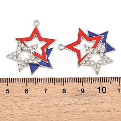 エナメルとクリスタルラインストーンのペンダントが付いた合金  スターのチャーム  カラフル  プラチナ  32x28x3mm  穴：2mm&nbsp;RB-CBA4787-05P
