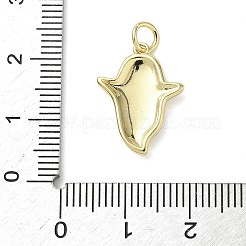 ハロウィーンテーマの真鍮エナメルペンダント  丸カン付き  18KGP本金メッキ  ゴースト  18.5x14x2.5mm  穴：3mm&nbsp;KK-L248-01G-07