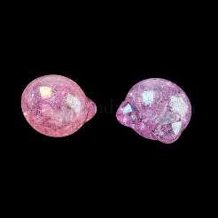 クリアクラックアクリルビーズ  猫  ABカラーメッキ  ミックスカラー  13x14x11.5mm  穴：3mm  約395個/500g&nbsp;AC-CBA4496-06