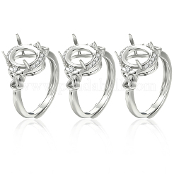 6Pcs Adjustable Brass Micro Pave Clear Cubic Zirconia Finger Ring Components&nbsp;ZIRC-BBC0003-43