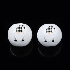 Painted Natural Wood Round Beads&nbsp;WOOD-N006-180B