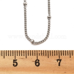 女性用 2mm 真鍮サテライトチェーンネックレス  304ステンレススチール製カニカン付き  ラックめっき  鉛フリー＆カドミウムフリー  長持ちメッキ  プラチナ  17.56インチ（44.6cm）&nbsp;NJEW-D302-49P