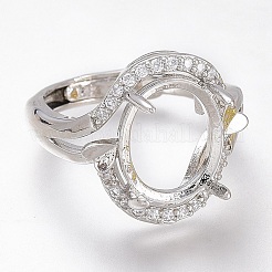 Adjustable Brass Micro Pave Clear Cubic Zirconia Finger Ring Components&nbsp;ZIRC-I049-21