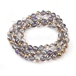 電気メッキガラスビーズセット  半分メッキ  多面カット  苺  黄金メッキ  6~6.5x6mm  穴：1.2mm  約78個/連  18.9インチ（48cm）&nbsp;EGLA-L018-A-HP02