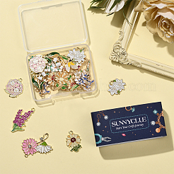 20個10スタイルアロイエナメルペンダント  花柄  ミックスカラー  16.5~34x16~29x1~3.5mm  穴：1.5~2mm  2個/スタイル&nbsp;ENAM-SC0006-74