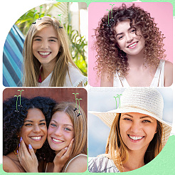 もやしプラスチックワニのヘアクリップ  グリーンピースかわいい花草ヘアクリップ女の子のための装飾  芝生の緑  草：8x28mm  100個/袋&nbsp;PHAR-CP0001-20