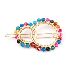 Alloy Hollow Geometric Natural Gemstone Beads Hair Barrettes&nbsp;PHAR-JH00059