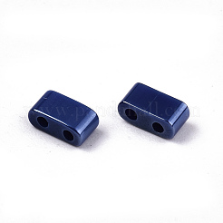 Fgb2穴ガラスシードビーズ  不透明な色は光沢の  長方形  マリンブルー  4.5~5.5x2x2~2.5mm  穴：0.5~0.8mm  約2000個/袋&nbsp;SEED-S031-M-SH128