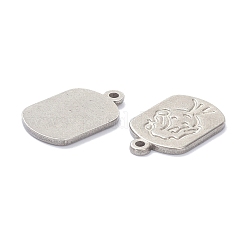 変色しない304ステンレススチールペンダント  人間の持つ矩形  ステンレス鋼色  21x13x1.5mm  穴：1.6mm&nbsp;STAS-K216-26P