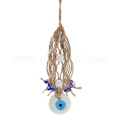 Flat Round with Evil Eye Glass Pendant Decorations&nbsp;EVIL-PW0002-18A-01