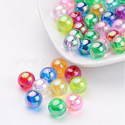 透明のabカラーアクリルビーズ  ラウンド  ミックスカラー  10mm  穴：2mm&nbsp;X-PL735M