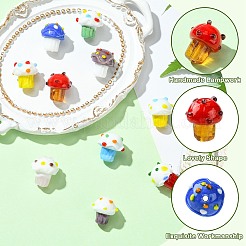 10個 10色 手作りの凹凸ランプワークビーズ  アイスクリーム  ミックスカラー  15~16x13.5~15.5mm  穴：1.2~1.8mm  1pc /カラー&nbsp;LAMP-CJ0002-16