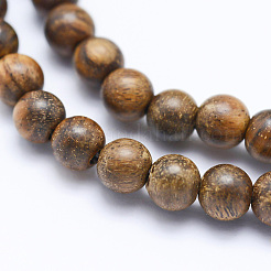 Natural African Padauk Wood Beads Strands&nbsp;X-WOOD-P011-02-6mm