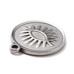 304ステンレススチールペンダントカボションエナメル  目でフラットラウンド  ステンレス鋼色  21x18x2mm  穴：1.8mm&nbsp;STAS-B024-73P