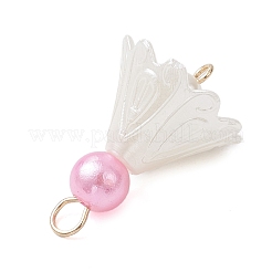 11Pcs 11 Colors ABS Plastic & Acrylic Imitation Pearl Flower Connector Charms&nbsp;PALLOY-JF04228