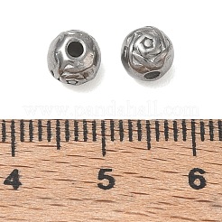 304ステンレススチールビーズ  花の丸  ステンレス鋼色  6mm  穴：1.7mm&nbsp;SA-CBA740F-06P