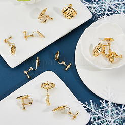 12Pcs 2 Styles Flat Round Brass Clip-on Earring Findings&nbsp;EJEW-FH0001-12