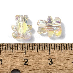 電気メッキガラスビーズ  半分メッキ  ABカラーメッキ  クマ  古いレース  9.5x8.5x4mm  穴：1.2mm&nbsp;EGLA-P059-01B-AB05