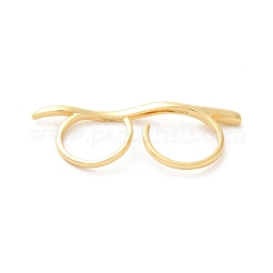 真鍮の二重リング  開いているカフス  カドミウムフリー＆鉛フリー  18KGP本金メッキ  内径：17~18mm&nbsp;RJEW-P098-03G