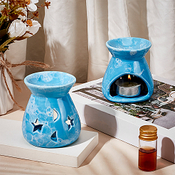 Moon & Star Porcelain Candle Holders&nbsp;AJEW-WH0270-414A