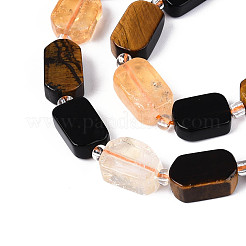 Natural Obsidian & Citrine & Tiger Eye Beads Strands&nbsp;G-N358-02A-05