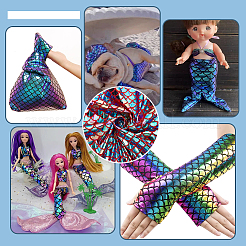 魚の鱗模様のポリエステル生地  ガーメントクラフトアクセサリー用  カラフル  150cm  1m / pc&nbsp;DIY-WH0569-92A