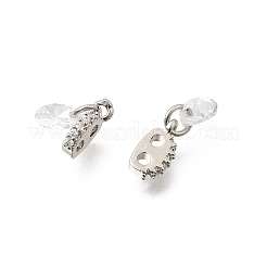 Brass 2-Loop Oval Spacer Bars with Clear Teardrop Cubic Zirconia Tassel&nbsp;KK-Z156-07P