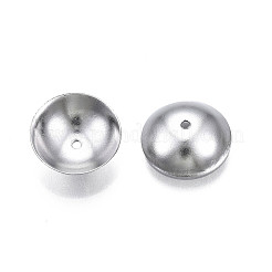 変色しない304ステンレススチールビーズキャップ  花弁のない  半円  ステンレス鋼色  10x3mm  穴：0.9mm&nbsp;LS-STAS-S057-48C-P