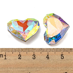ガラスラインストーンカボション  ポイントバック＆バックメッキ  多面カット  ハート  アクアマリン  19x23x8mm&nbsp;RGLA-M017-P01-202ST