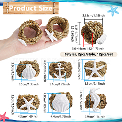 12Pcs 6 Styles Grass Napkin Rings&nbsp;AJEW-NB00025