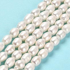 天然養殖淡水パールビーズ連売り  ライス  グレードA  リネン  8.5~10x7~8mm  穴：0.5mm  約37~38個/連  14.57~14.76インチ（37~37.5cm）&nbsp;PEAR-E016-062