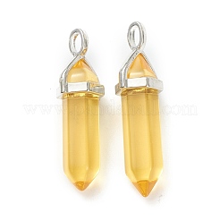 ガラスチャーム  プラチナトーンの真鍮パーツ  弾丸  ゴールド  39.5x12x11.5mm  穴：4.5x2.8mm&nbsp;G-M378-01P-D04