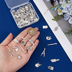 80pcs8スタイルチベットスタイルアロイペンダント  アンティークシルバー  14~29.5x3~19x1.5~4.5mm  穴：1.4~3.5mm  10個/スタイル&nbsp;FIND-PH0061-45