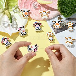 10個 5スタイル 牛用食品グレード 環境に優しいシリコンフォーカルビーズ  牛  ミックスカラー  27~29.5x25~27.5x9~9.5mm  穴：2mm  2個/スタイル&nbsp;SIL-CJ0001-68