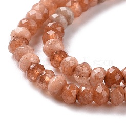 染め天然マレーシアジェイド翡翠ロンデルビーズ連売り  多面カット  ライトコーラル  4x2~3mm  穴：1mm  約110~115個/連  14インチ&nbsp;G-E316-2x4mm-42